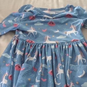 Blue Unicorn Print Dress- Mila And Rose